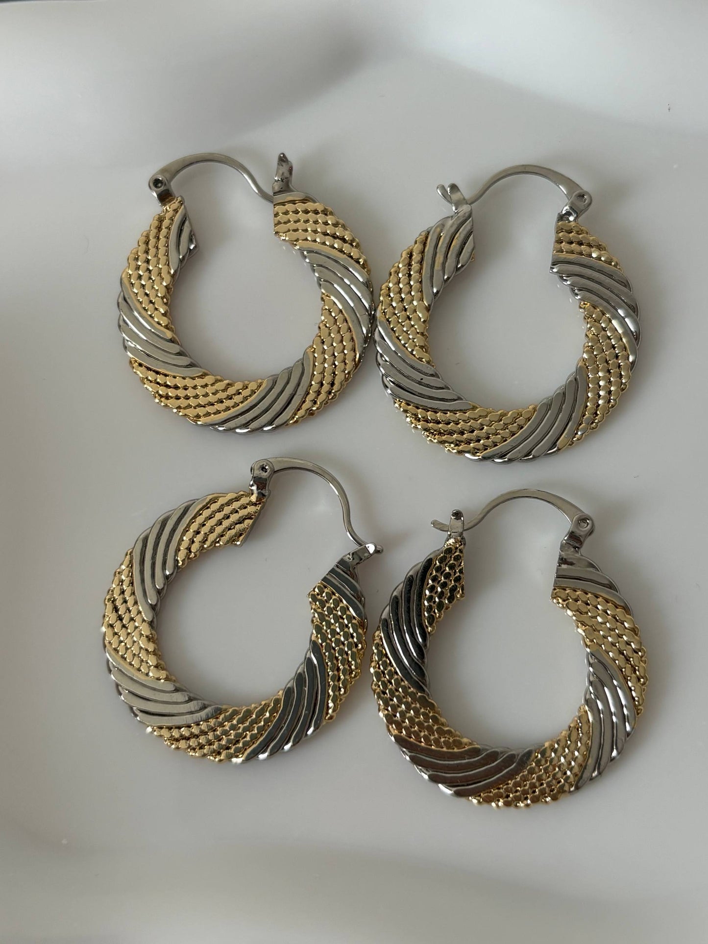 Gold & Silver Textured Hoop