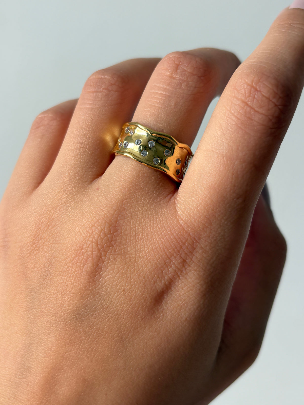 Gold Band Ring with Stones