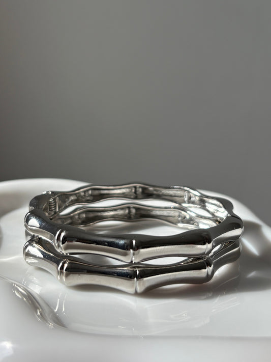 Silver Bamboo Cuff Bangle