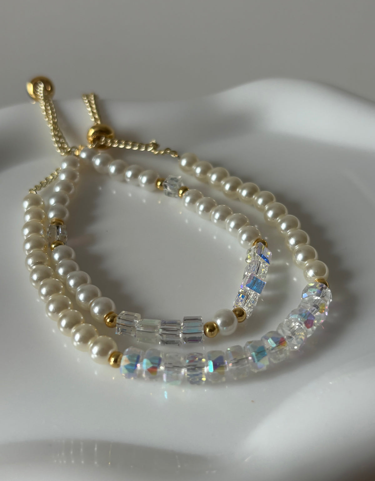 Pearl Crystal Bracelet Set