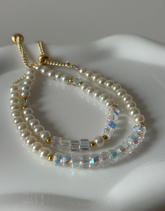 Pearl Crystal Bracelet Set