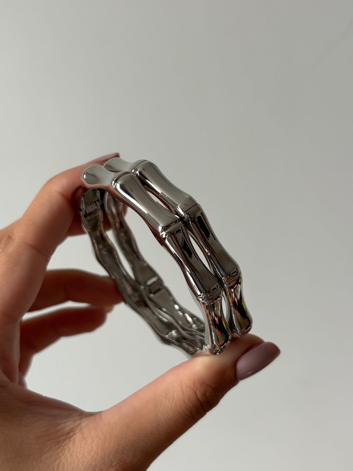 Silver Bamboo Cuff Bangle