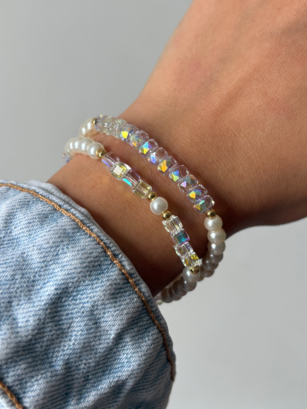Pearl Crystal Bracelet Set