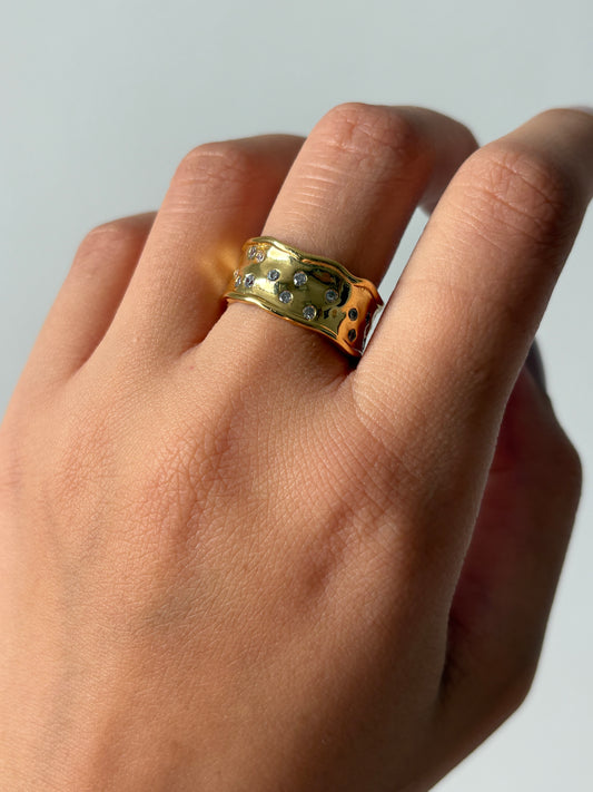 Gold Band Ring with Stones