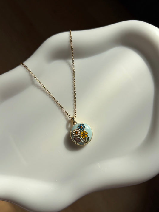Floral Enamel Necklace