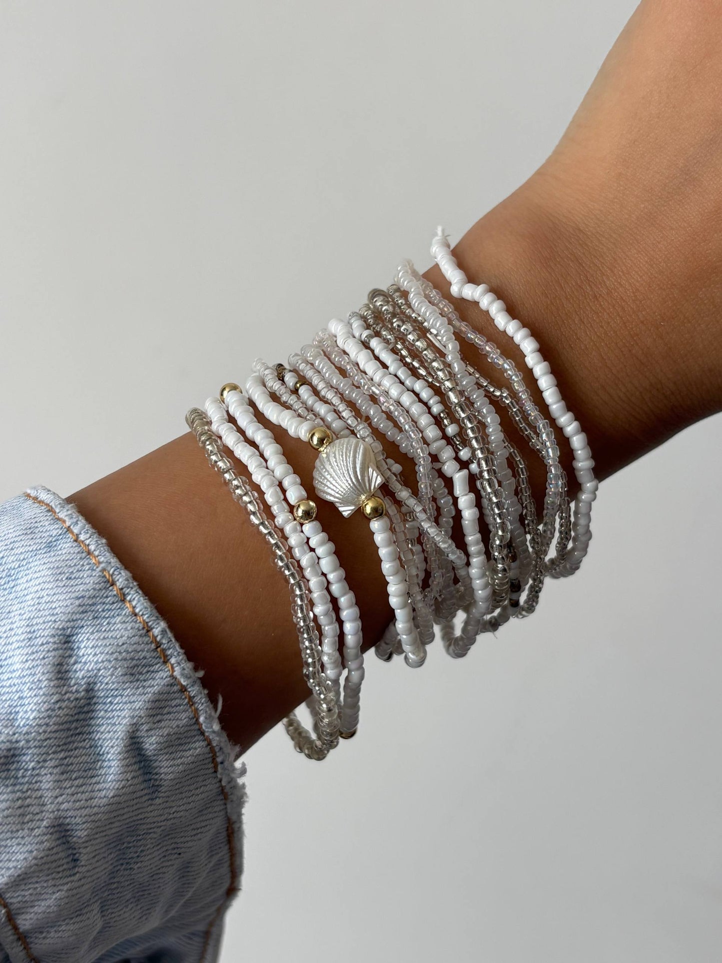 Seashell Beaded Bracelet Stack