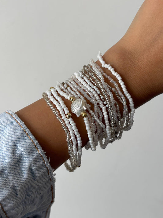 Seashell Beaded Bracelet Stack