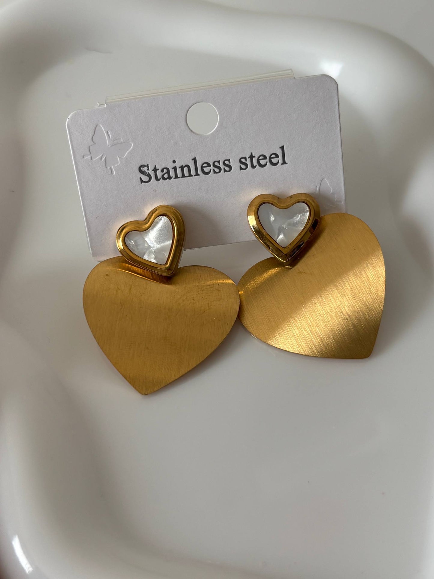 Double Heart Drop Earrings