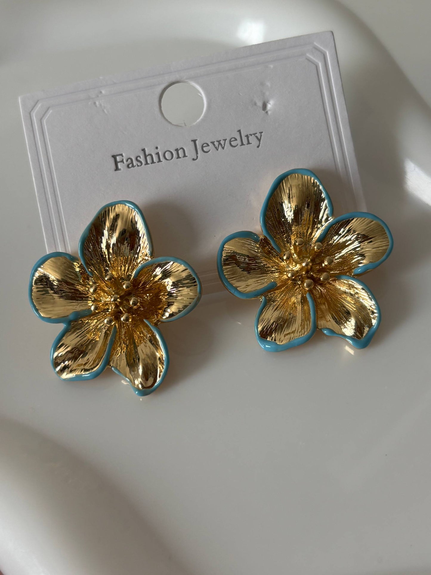 Gold Flower Statement Earrings
