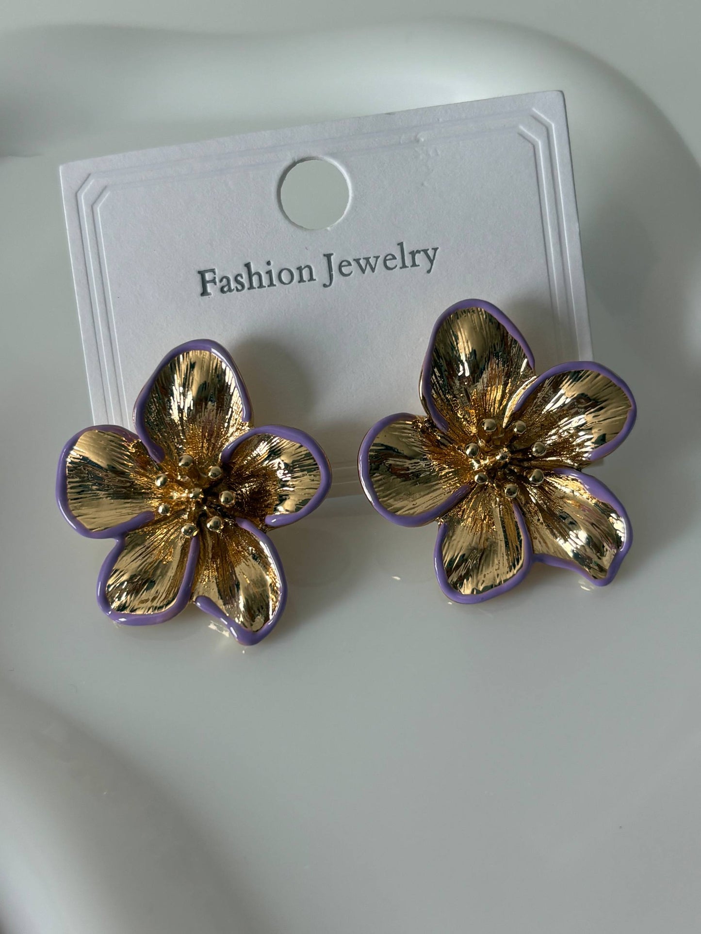Gold Flower Statement Earrings
