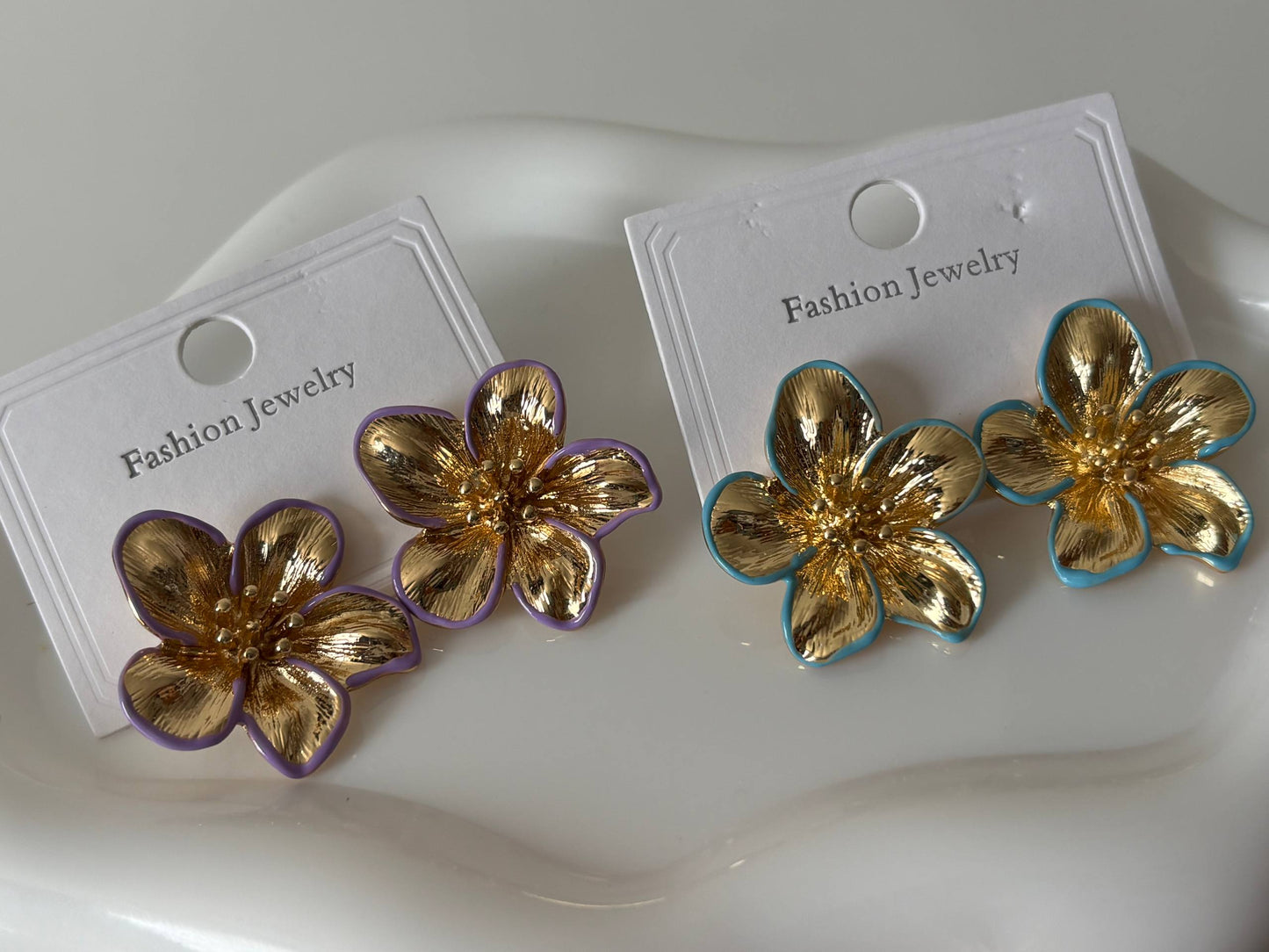 Gold Flower Statement Earrings