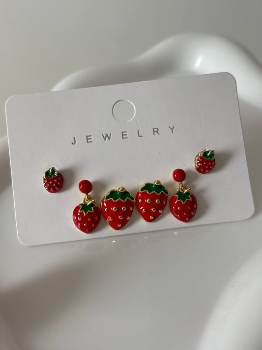 Strawberry Earrings Set