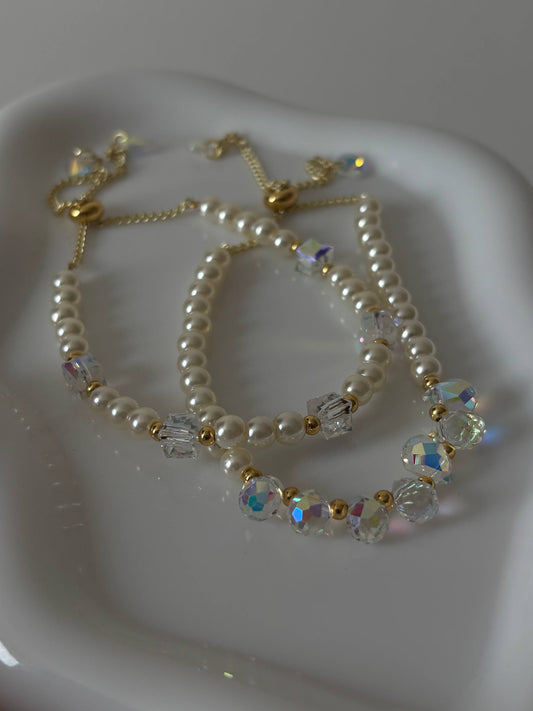 Pearl Crystal Bracelet Set