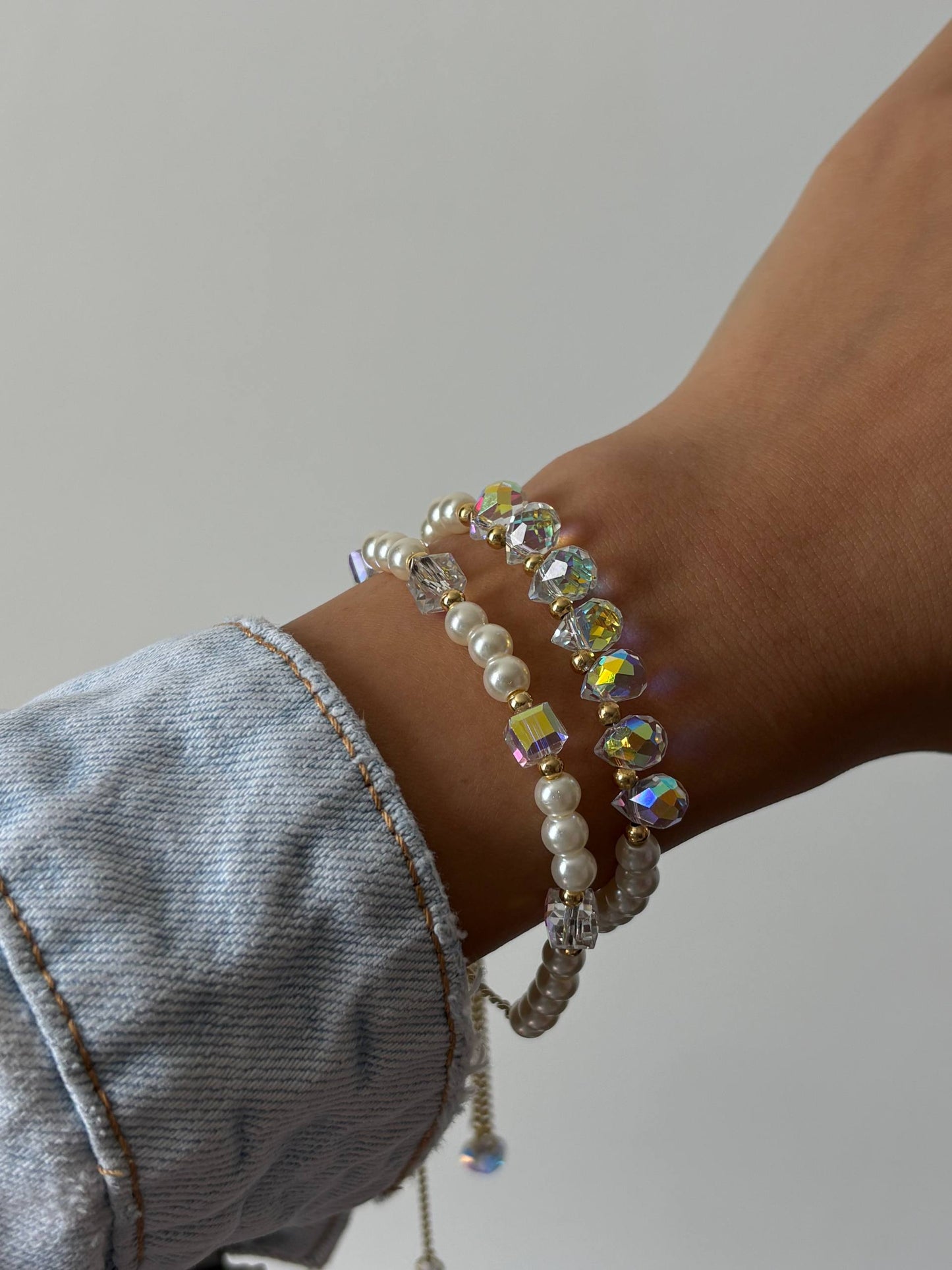 Pearl Crystal Bracelet Set