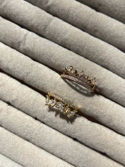 Gold Crystal Crown Ring