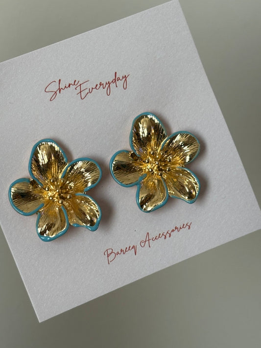 Gold Flower Statement Earrings